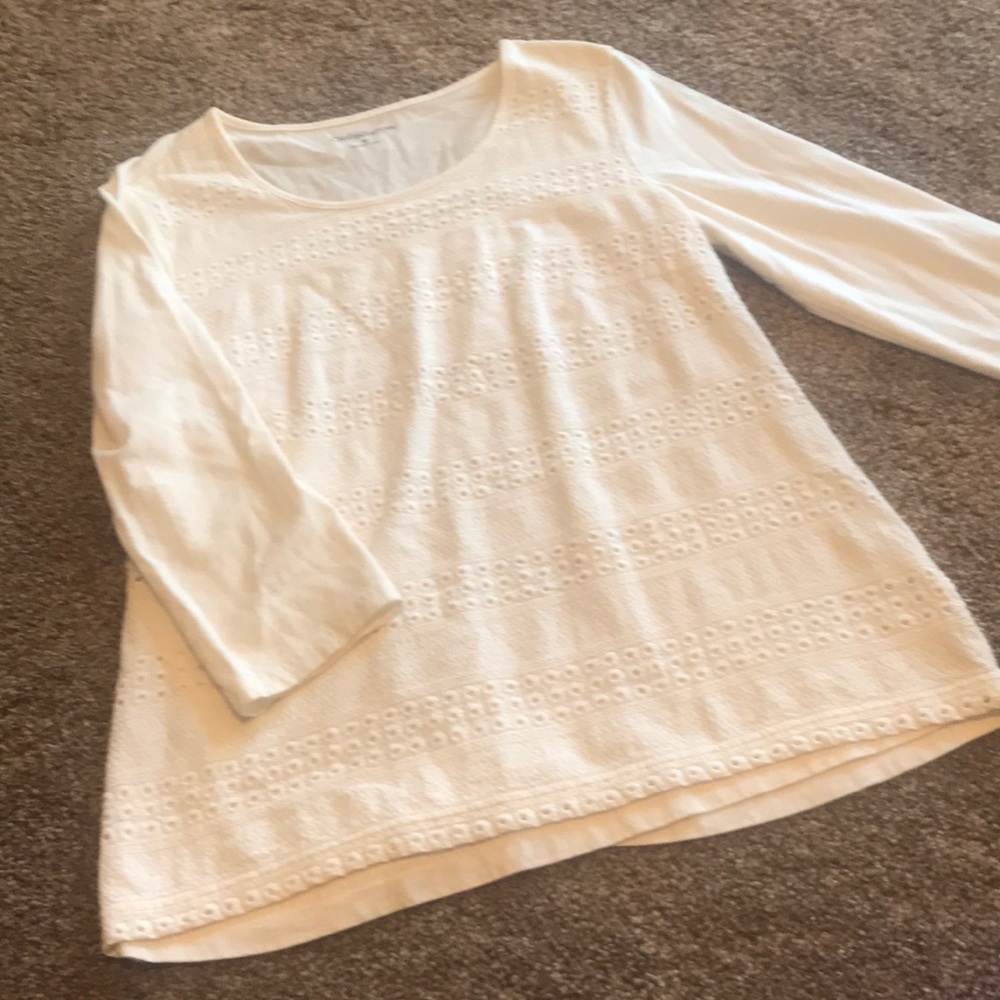 Croft & Barrow Ivory Eyelet Lace Top Sz Medium